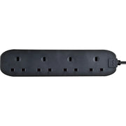 Masterplug 4 Gang Black Extension Lead With 2m Cable 13amp