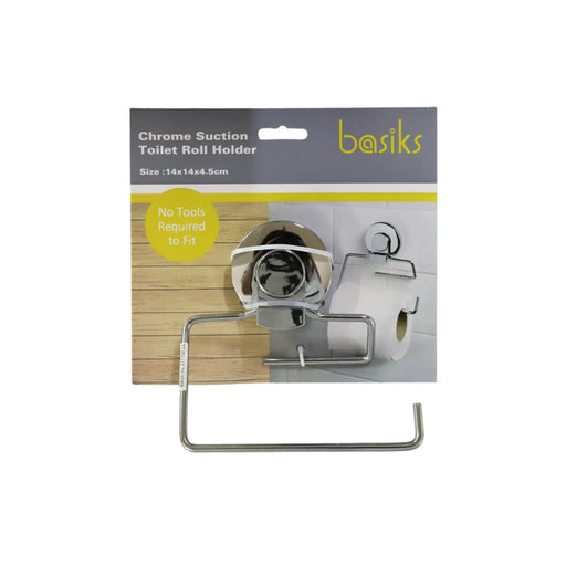 Basiks Suction Toilet Roll Holder Chrome