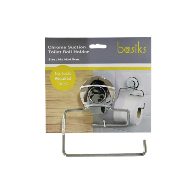 Basiks Suction Toilet Roll Holder Chrome