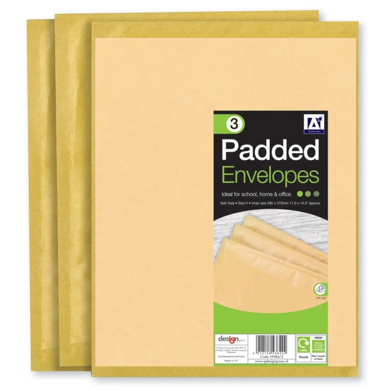 Stax I G Design Padded Brown Envelopes 290 x 370 Pack 3