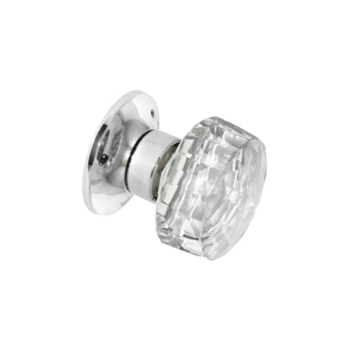 Securit Glass Mortice Knobs Faceted (Pair) CP 65mm