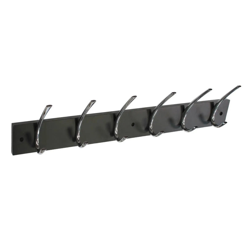 Securit Black Hat & Coat Board 6 Chrome Plated Hooks