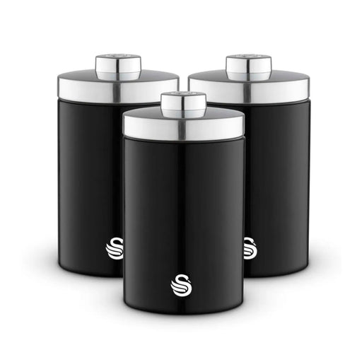 Swan Townhouse Canisters Set Of 3 Black 1.6L