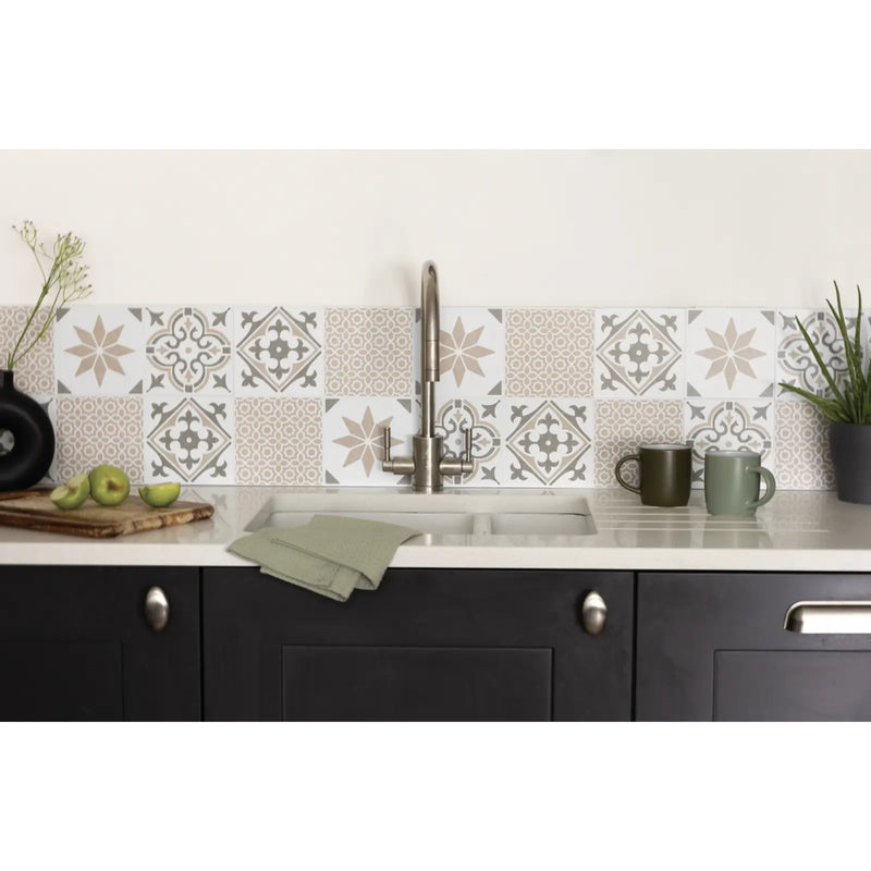 Stax d-c-fix® Self Adhesive Wall Tile Jamila Olive 15cm x 15cm / Pack Of 6