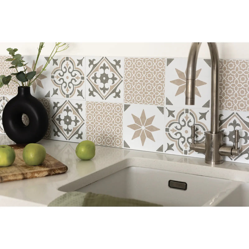 Stax d-c-fix® Self Adhesive Wall Tile Jamila Olive 15cm x 15cm / Pack Of 6