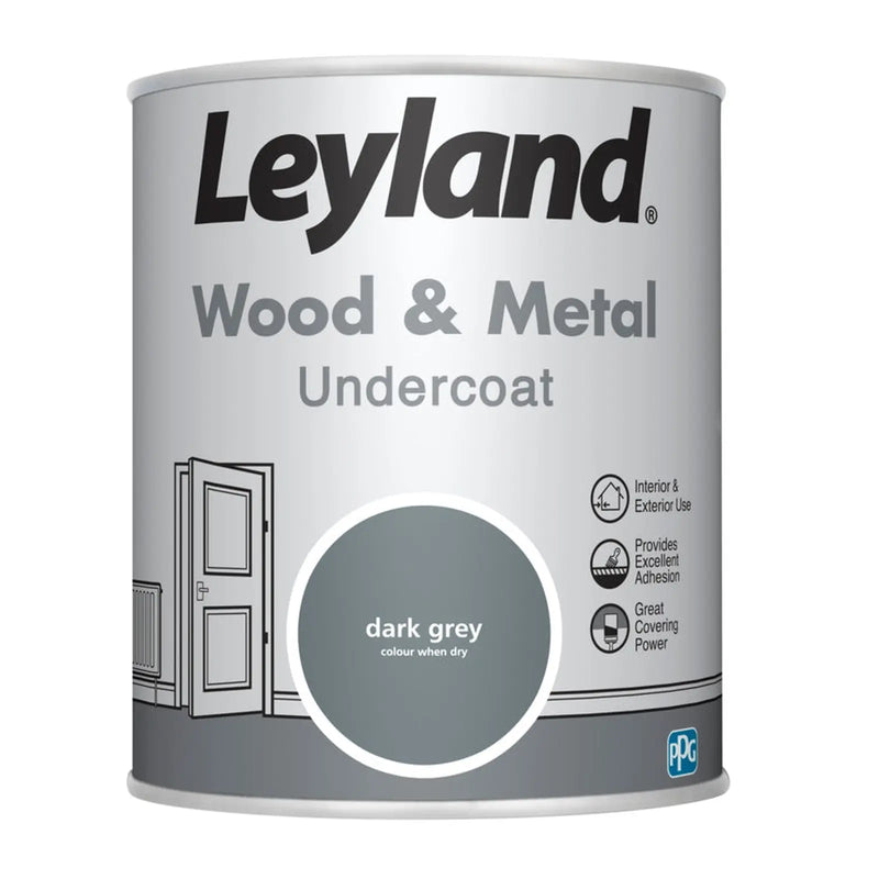 Leyland Wood & Metal Undercoat 750ml Dark Grey