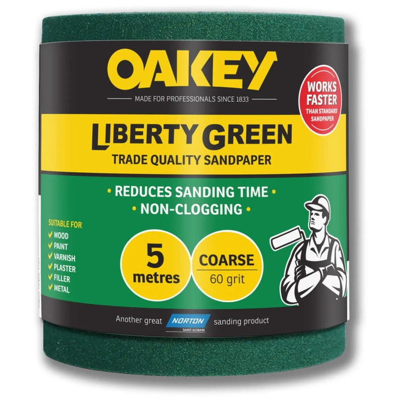 Oakey Liberty Green Sanding Roll 5m Coarse 60g