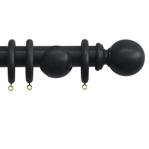Jones Interiors Shore 35mm Wood Curtain Pole Kit Black 150cm