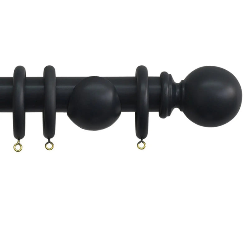 Jones Interiors Shore 35mm Wood Curtain Pole Kit Black 150cm