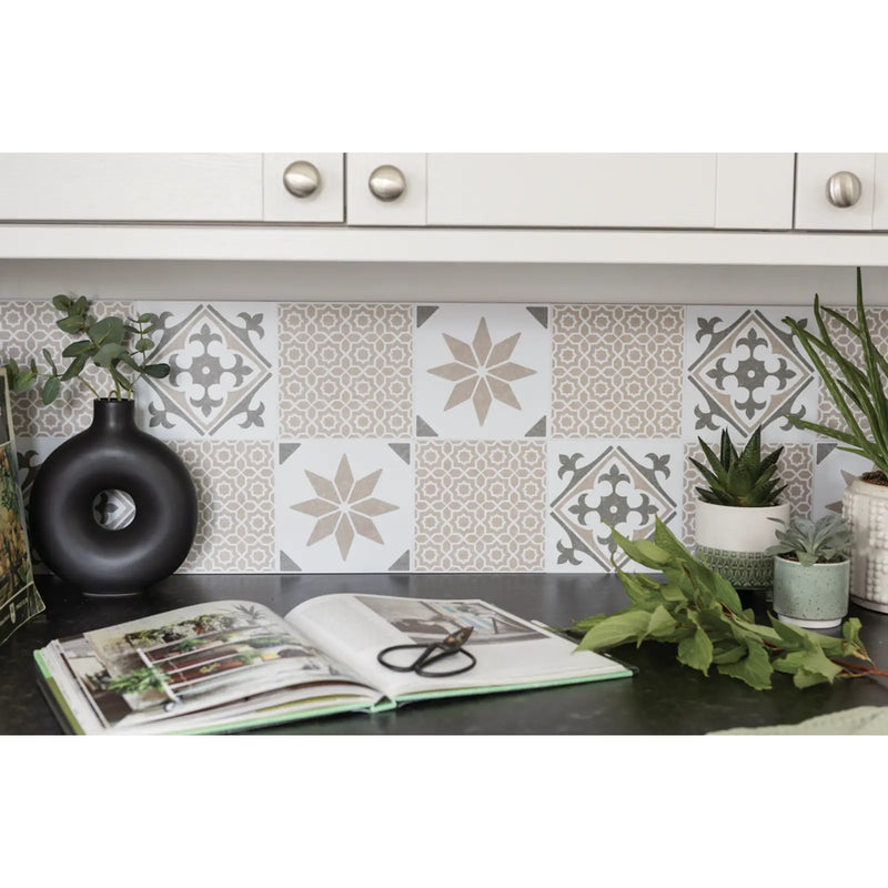 Stax d-c-fix® Self Adhesive Wall Tile Alia Olive 15cm x 15cm / Pack Of 6