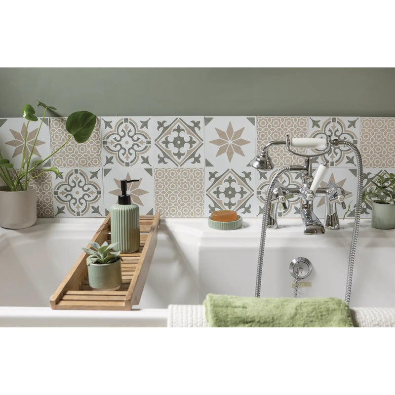 Stax d-c-fix® Self Adhesive Wall Tile Alia Olive 15cm x 15cm / Pack Of 6