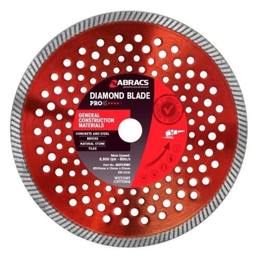 Abracs Gcm-Pro-X Diamond Blade 230x10x22 230mm x 10mm x 22.23mm PRO-X General Construction Materials Diamond Blade