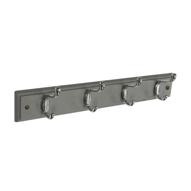 Securit Grey Hat & Coat Board 4 Chrome Plated Hooks