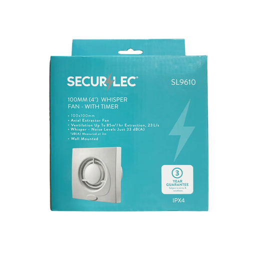 Securlec Whisper Fan With Timer 100mm 4"