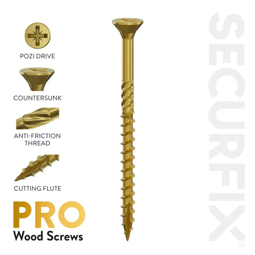 Securfix Pro Wood Screws Size: 8 x 2" (4.0mm x 50mm) | Pack of 1000 Screws