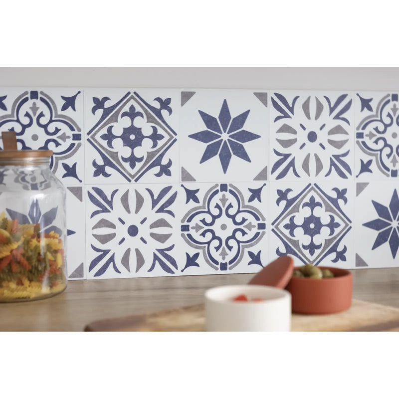 Stax d-c-fix® Self Adhesive Wall Tile Cuba Blue 15cm x 15cm / Pack Of 6