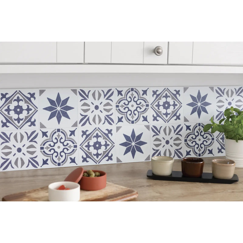 Stax d-c-fix® Self Adhesive Wall Tile Cuba Blue 15cm x 15cm / Pack Of 6