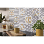 Stax d-c-fix® Self Adhesive Wall Tile Amira Grey 15cm x 15cm / Pack Of 6