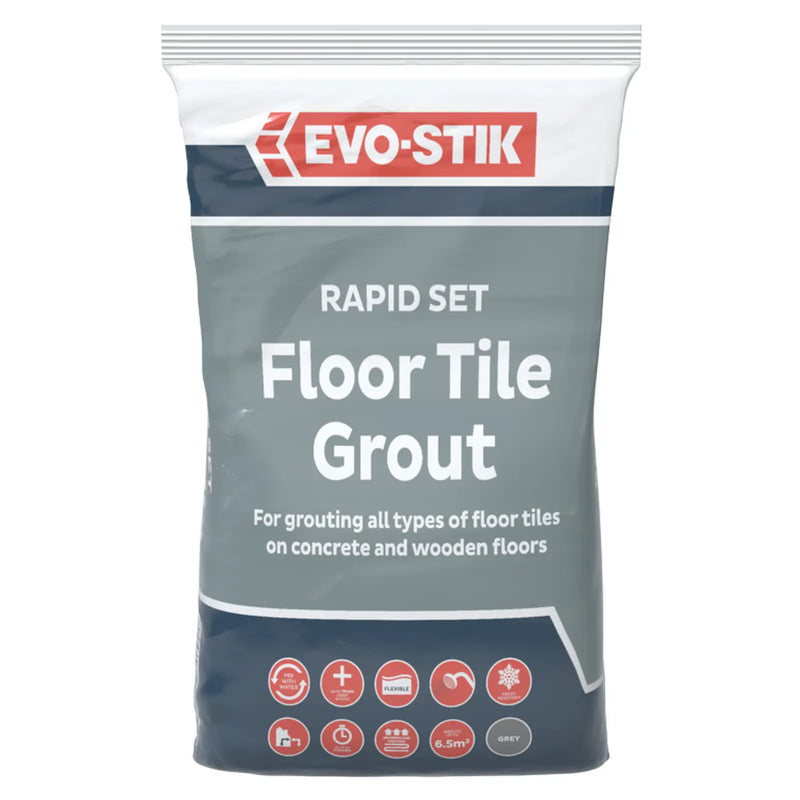 Evo-Stik Rapid Set Floor Tile Grout 5kg Grey