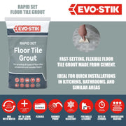 Evo-Stik Rapid Set Floor Tile Grout 5kg Grey