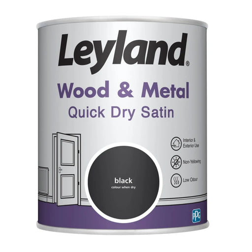 Leyland Wood & Metal Quick Dry Satin 750ml Black