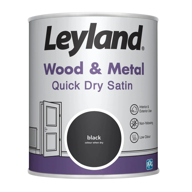 Leyland Wood & Metal Quick Dry Satin 750ml Black