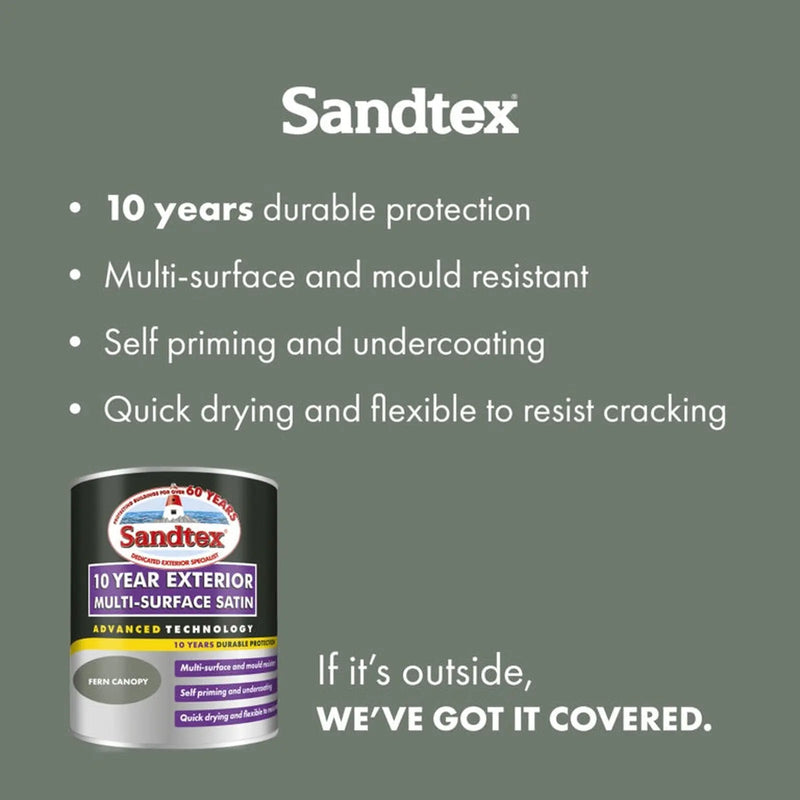 Sandtex 10 Year Exterior Multi Surface Satin 750ml Fern Canopy