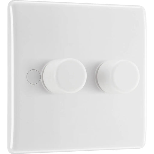 BG White Moulded Double 2 Way Dimmer Switch 200w