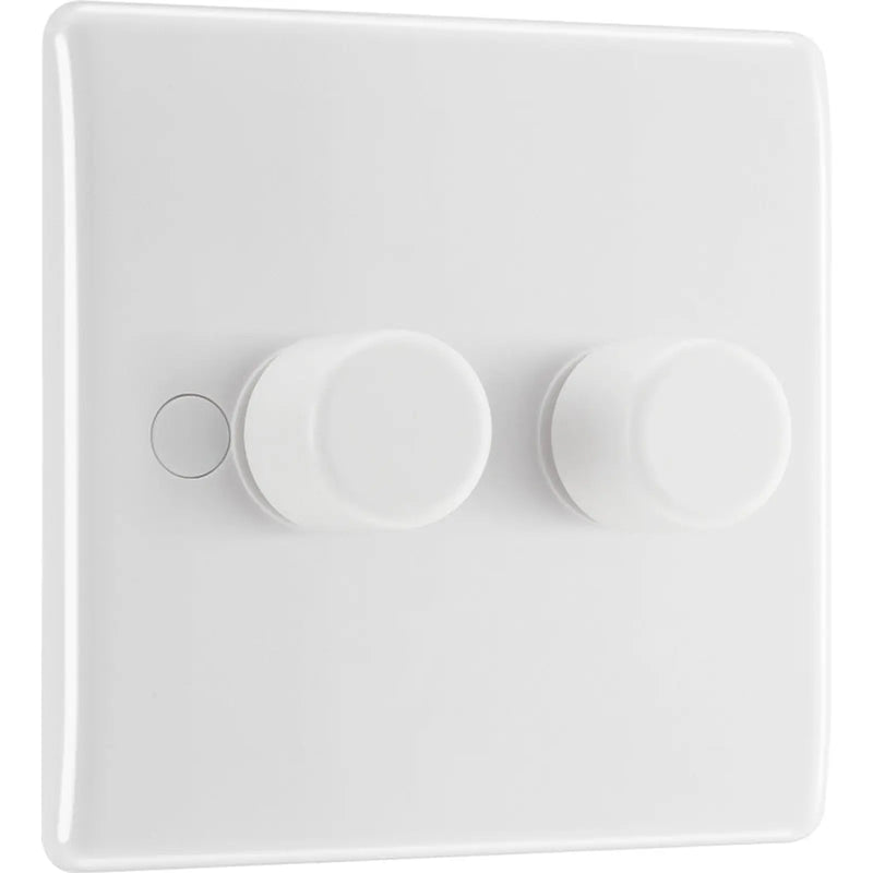 BG White Moulded Double 2 Way Dimmer Switch 200w