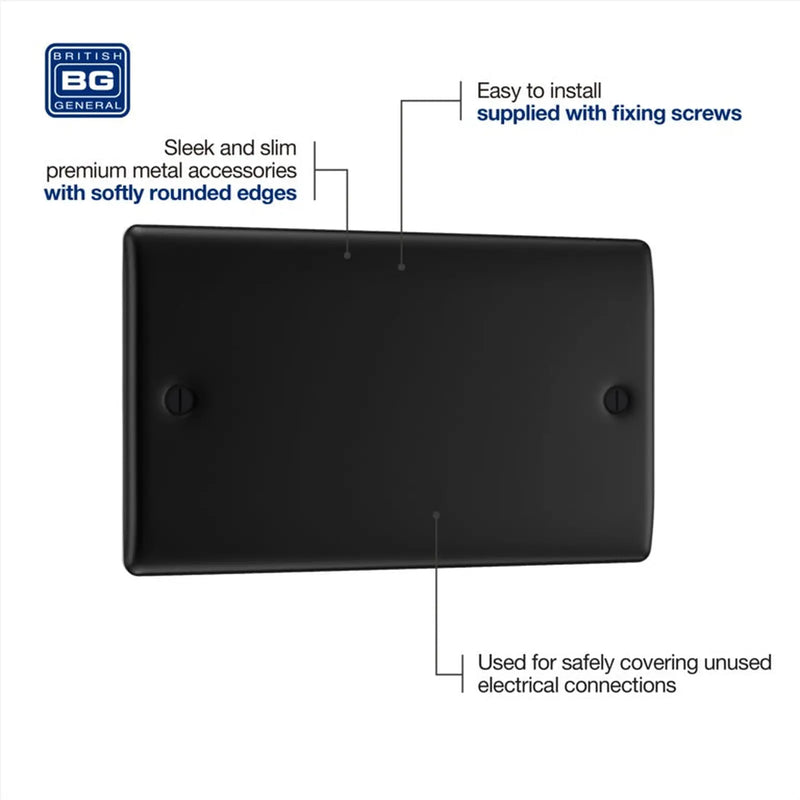 BG Double Blank Plate Matt Black