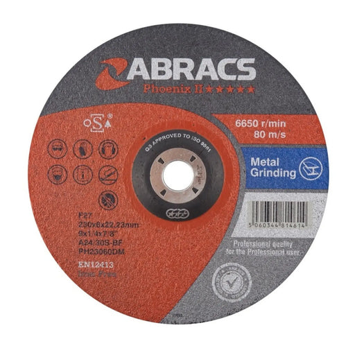 Abracs Phoenix Flat Metal Grinding Disc 230mm x 6.0mm x 22.23mm