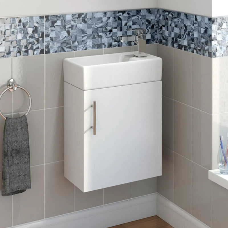 SP Rydal Wall Hung Mini Cabinet & Basin White 410mm