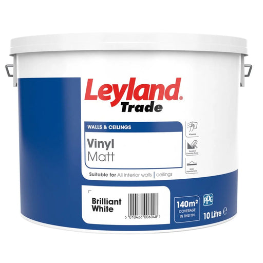 Leyland Trade Vinyl Matt 10L Brilliant White