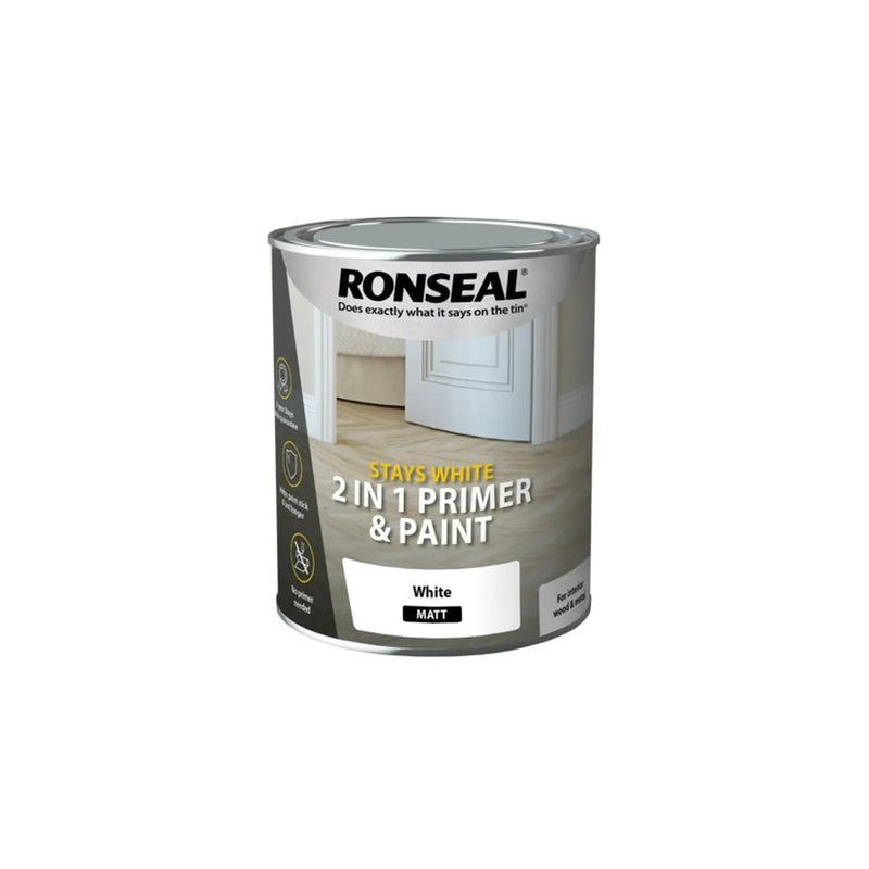 Ronseal Stays White 2in1 Primer & Paint 750ml White Matt