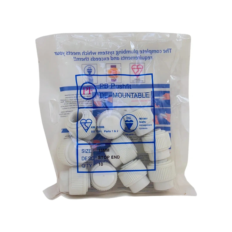 Whitespeed Push-Fit Stop End 15mm Pack 10