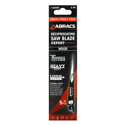 Abracs Reciprocating Saw Blade for Wood 15 x 19 x 1.2mm Pack 5