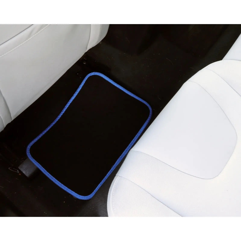 Streetwize Velour Carpet Mat Sets with Coloured Binding - 4 Piece Black/Blue