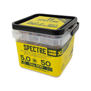 Spectre Woodscrew 5.0x50mm Tub 600 Yellow Zinc