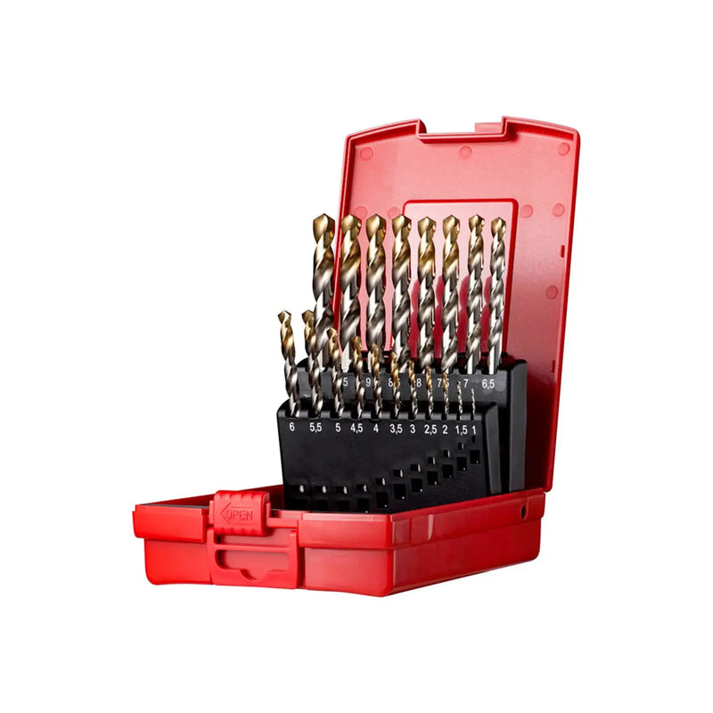 Dormer Drill Set 19pc DIN338 Metal Case Bright/TiN Per 1