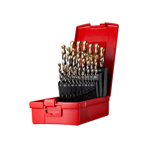 Dormer Drill Set 25pc DIN338 Metal Case Bright/TiN Per 1
