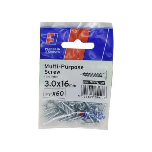ForgePack Multi-Purpose Screw 60 per Pk ZP 3.0x16mm (S)