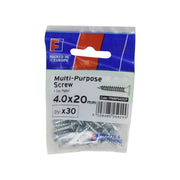 ForgePack Multi-Purpose Screw 30 per Pk ZP 4.0x20mm (S)