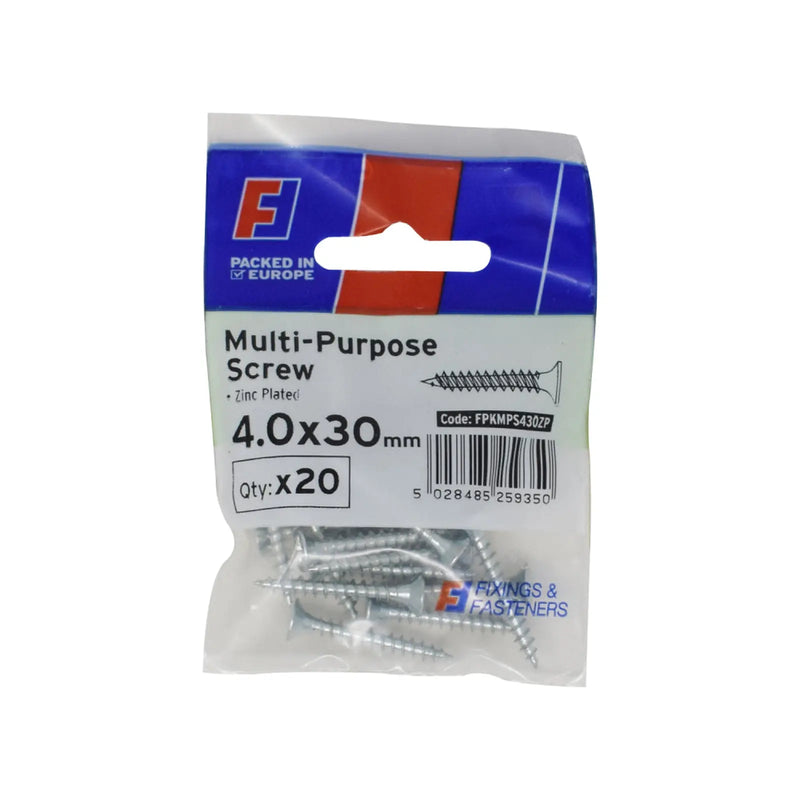 ForgePack Multi-Purpose Screw 20 per Pk ZP 4.0x30mm (S)