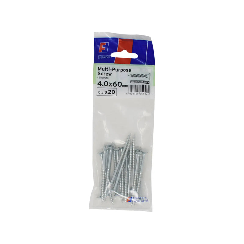 ForgePack Multi-Purpose Screw 20 per Pk ZP 4.0x60mm (L)
