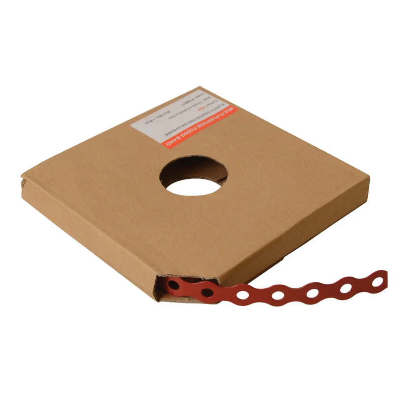 Perf.Banding Galv 12mmx0.8x10M Per Roll Wavey Type Red
