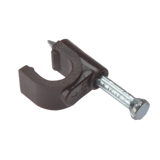 Round Cable Clip 6-7mm Bx 100 Brown