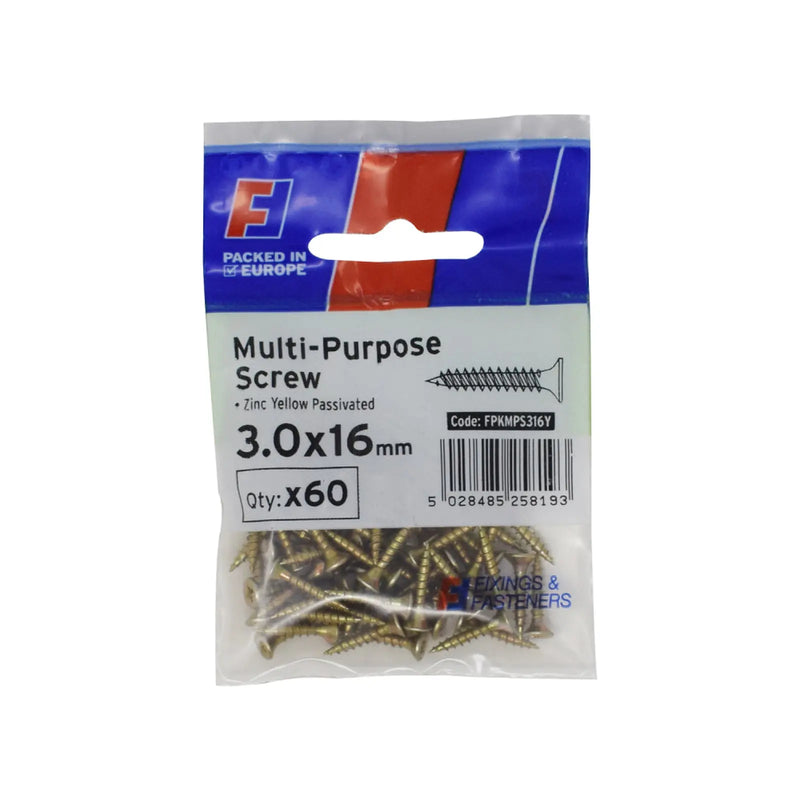 ForgePack Multi-Purpose Screw 60 per Pk ZYP 3.0x16mm (S)