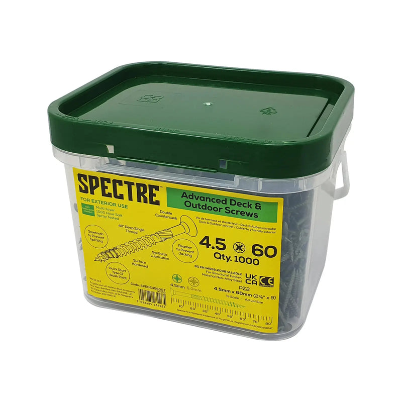Spectre Decking Screw 4.5x50mm Tub 1000 - 1000 hours - Green