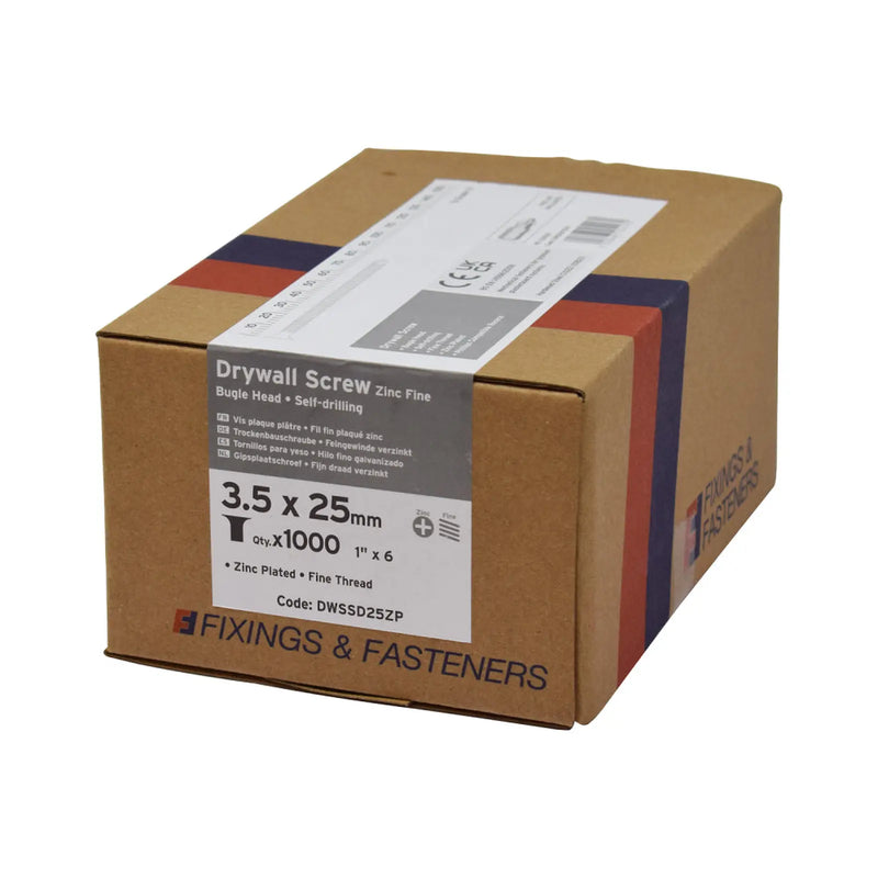 Drywall Screw ZP 3.5x25mm Bx 1000 Self Drilling Point