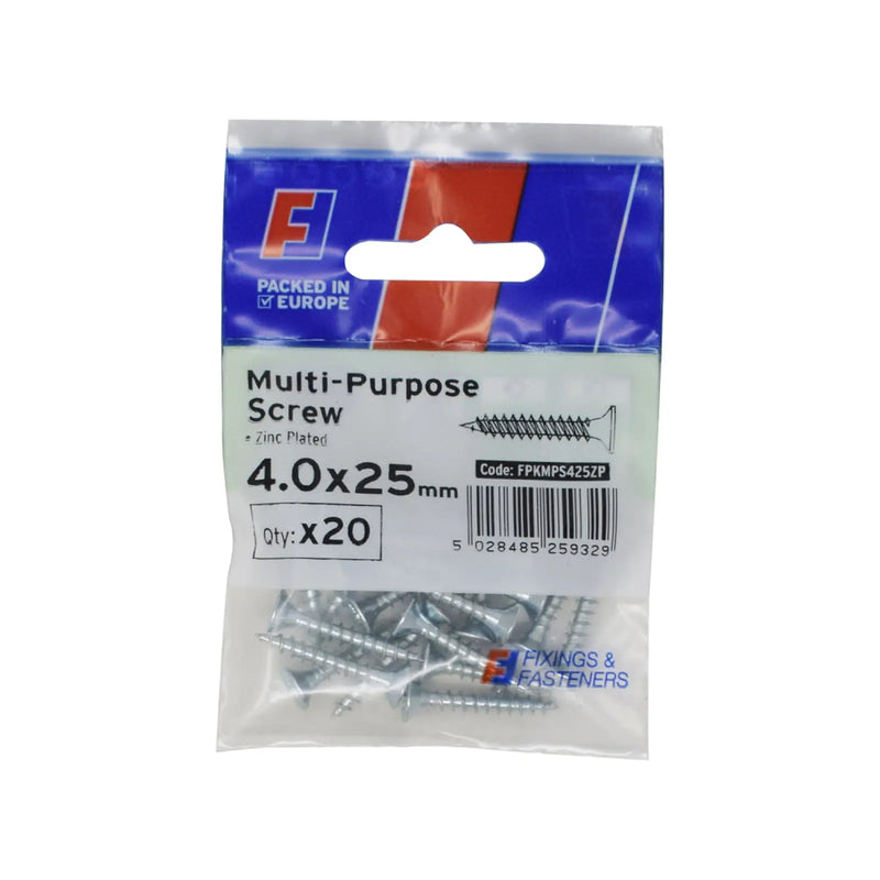 ForgePack Multi-Purpose Screw 20 per Pk ZP 4.0x25mm (S)